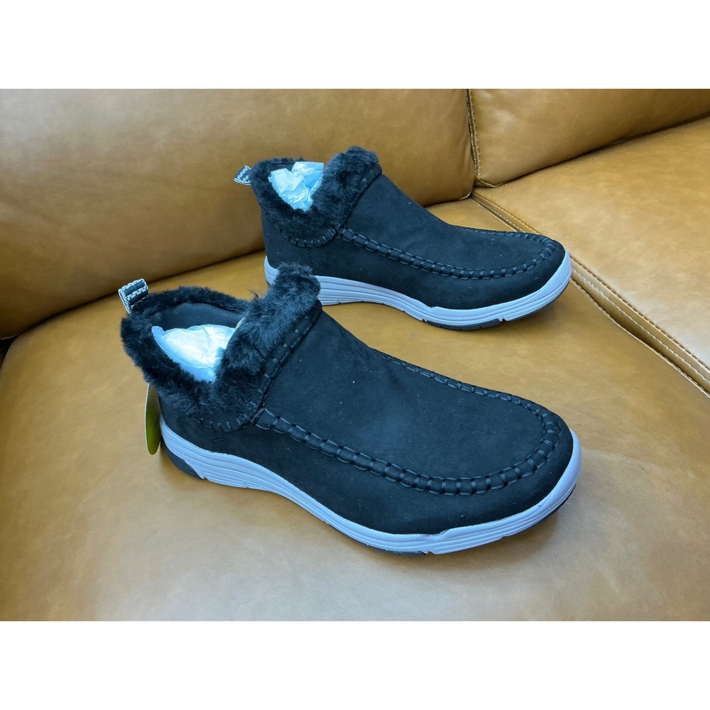 Ryka Ariana Slip-On Women 9 Black New Water Repellent Faux Fur Cozy Moccasin